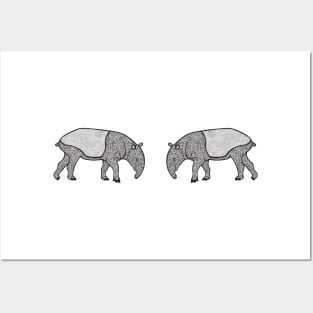 Malayan Tapirs in Love - cute and fun tapir design - light colors Posters and Art